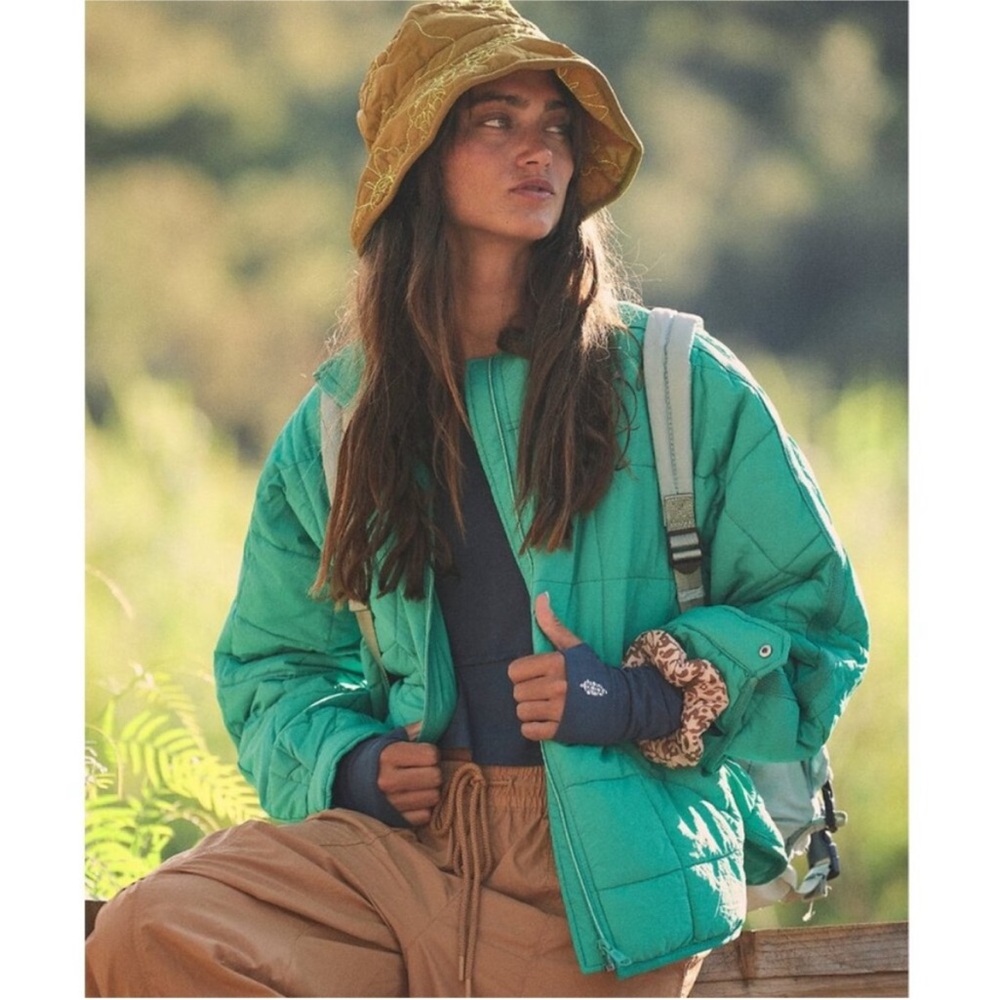 FP Movement Pippa Packable Puffer Down Jacket Free People Sport Green Small NEW